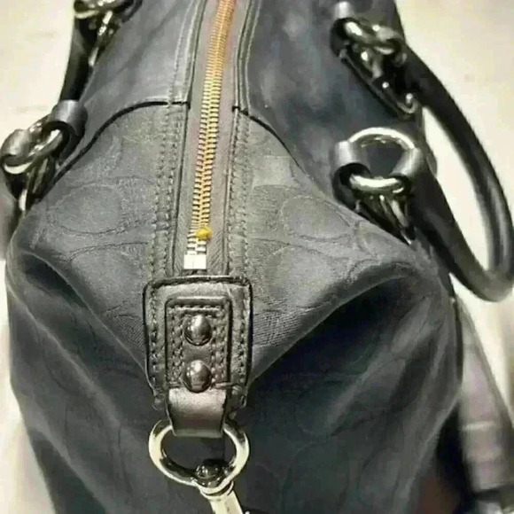 Coach Ashley F18777 Charcoal Gray Sateen Leather Signature Shoulder/Handbag - Picture 9 of 15